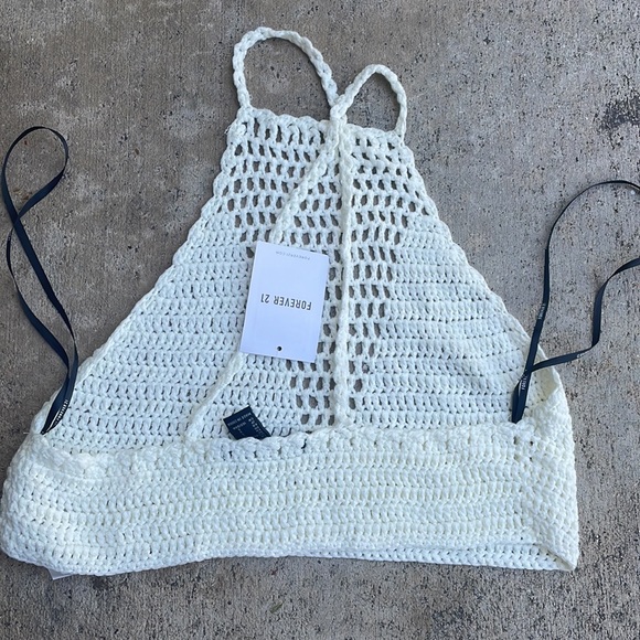 Crochet crop top cream small new with tags boho - Picture 2 of 5